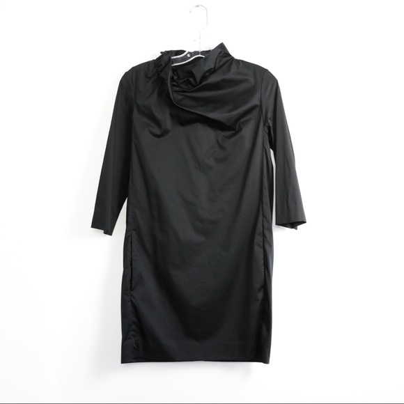 COS unique lbd little black dress minimalist trend structured shift mock neck S - Picture 1 of 6